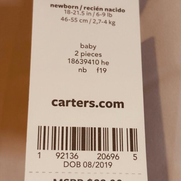 Carter’s Newborn Baby “Wild Little One” Bodysuit & Pants Outfit - Picture 5 of 6